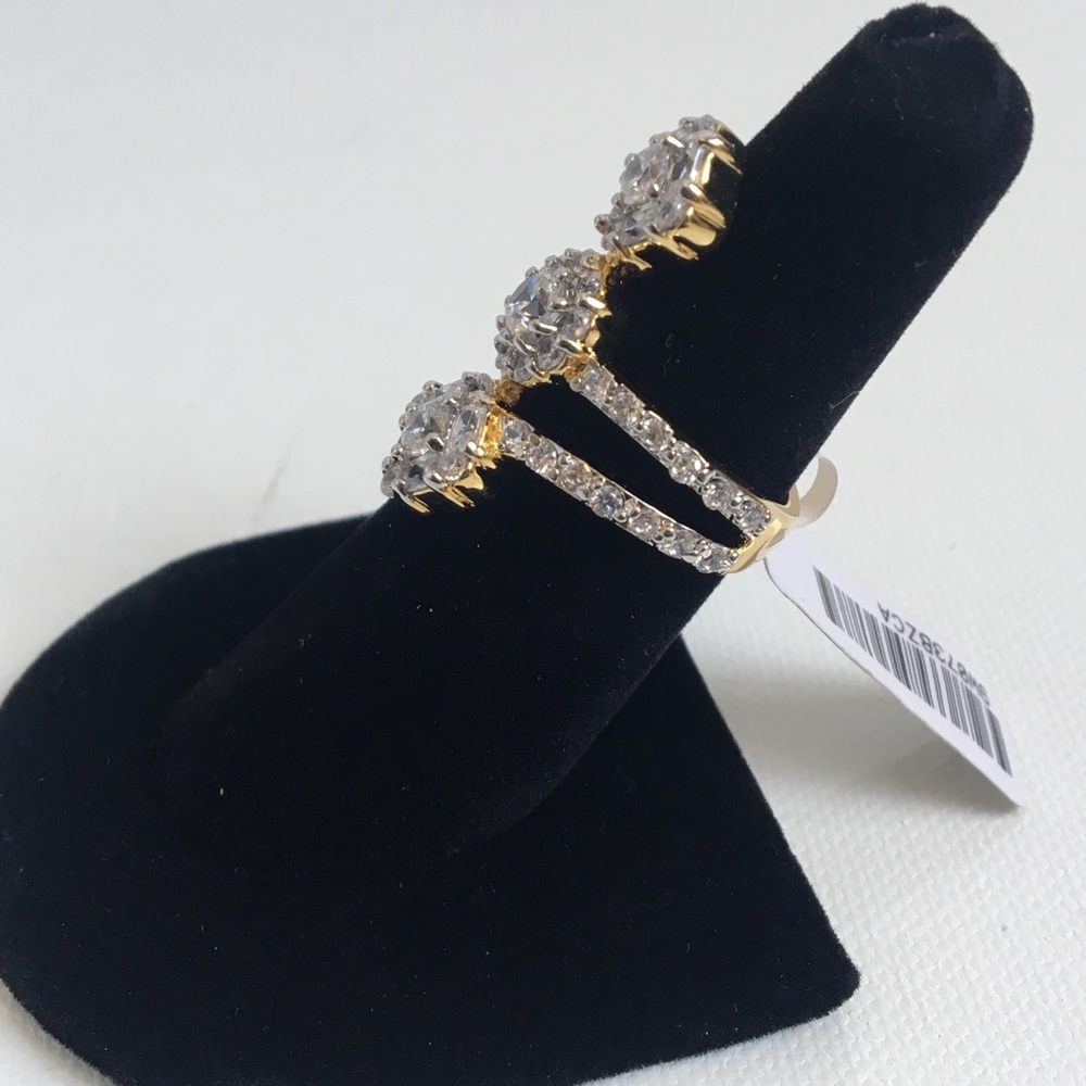 14k Gold CZ Bar Statement Ring - Picture 7 of 7